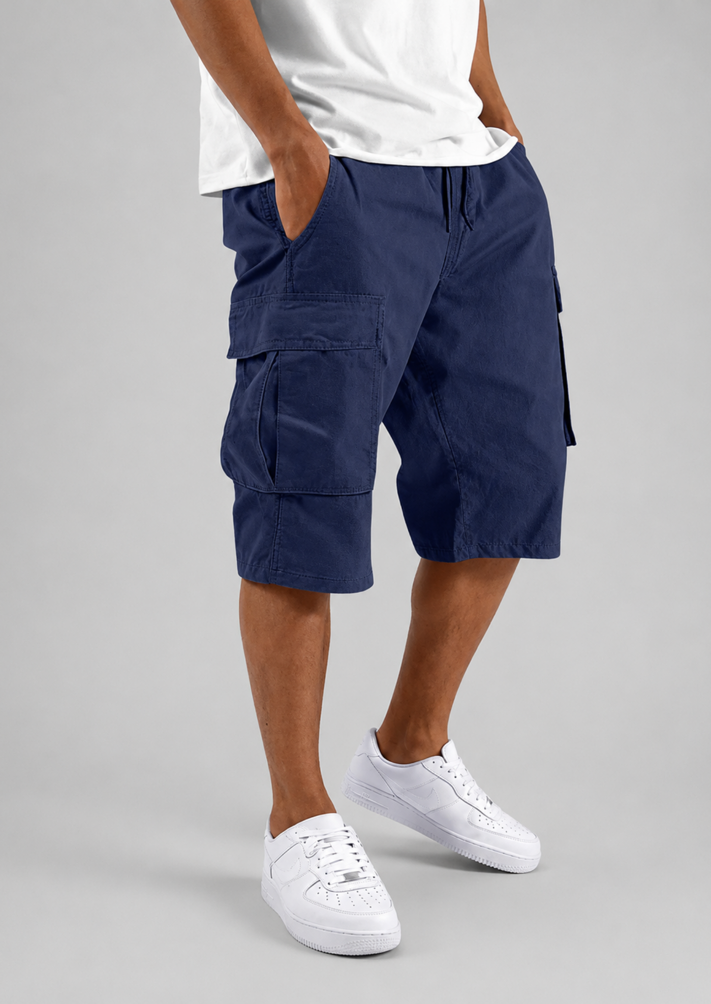 Men's Cargo Shorts with Drawstring Waist and Side Pockets