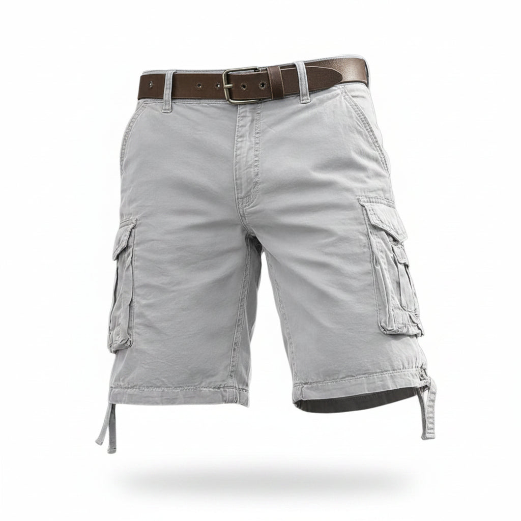 Men's Cargo Shorts with Multi-Pocket Design and Adjustable Waist