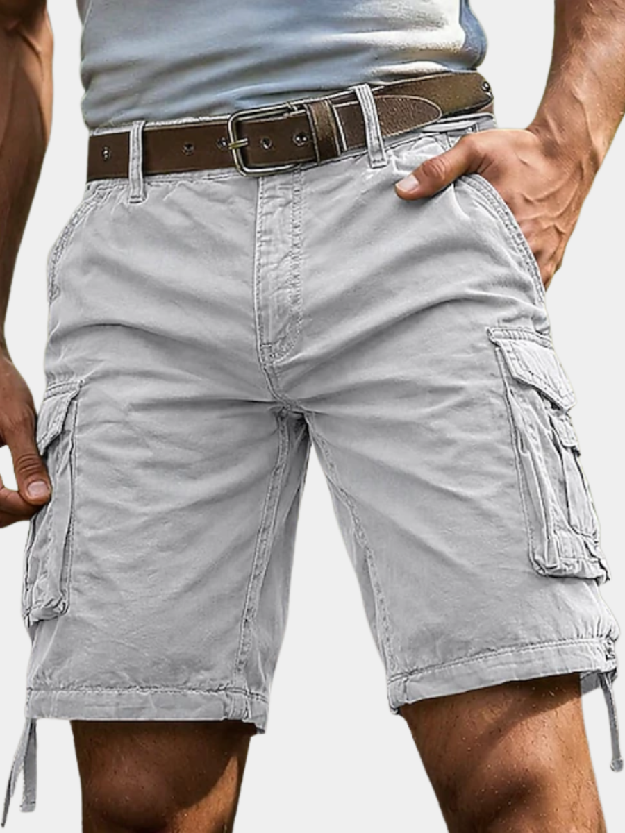 Men's Cargo Shorts with Multi-Pocket Design and Adjustable Waist