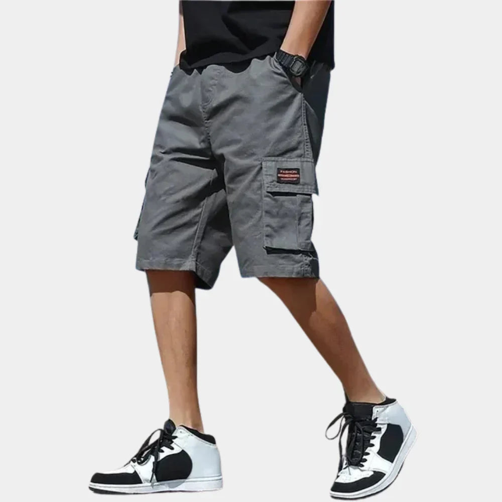 Men's Cargo Shorts with Multi-Pocket Design and Elastic Drawstring Waist