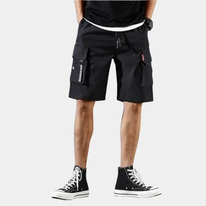 Men's Cargo Shorts with Multi-Pocket Design and Elastic Drawstring Waist