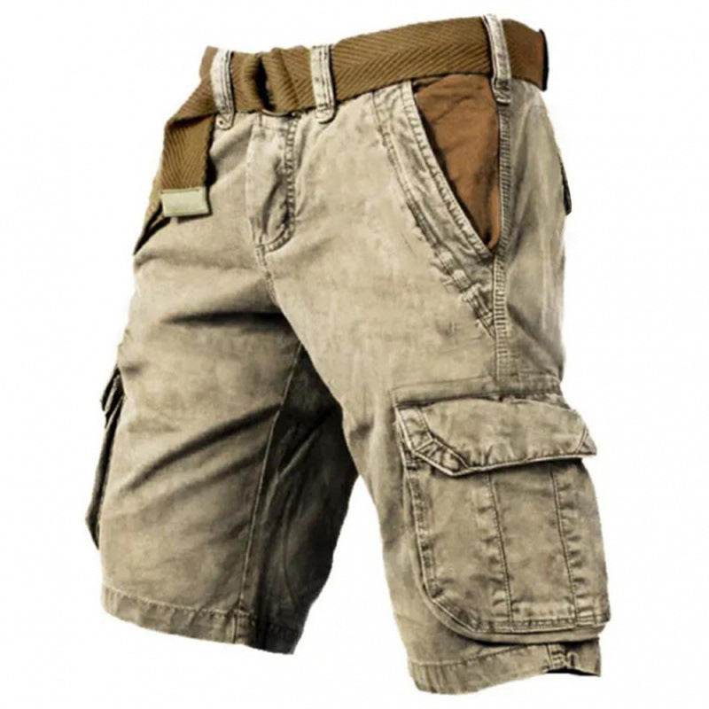 Men's Cargo Shorts with Multi-Pocket Design and Regular Fit