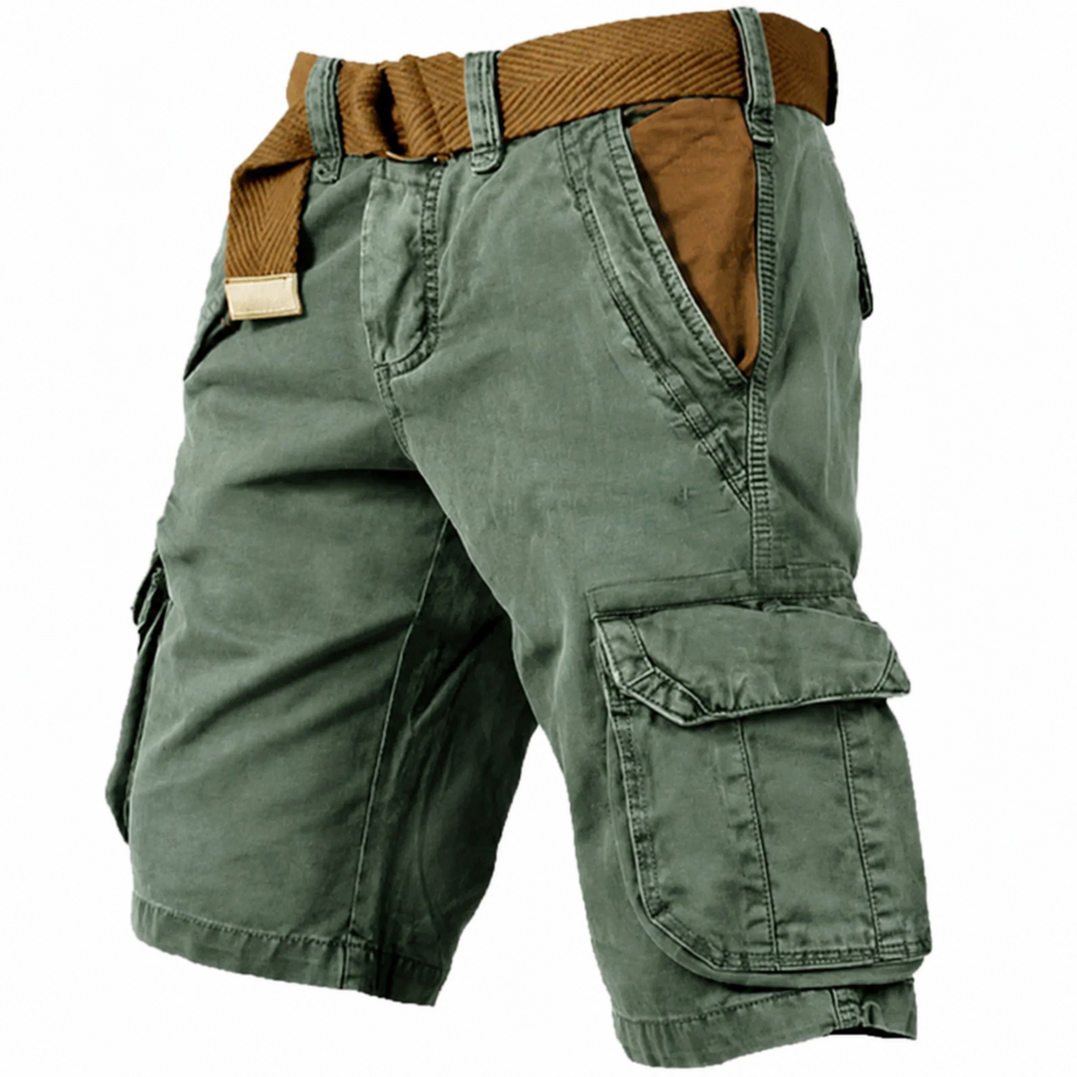 Men's Cargo Shorts with Multi-Pocket Design and Regular Fit