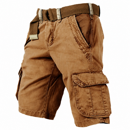 Men's Cargo Shorts with Multi-Pocket Design and Regular Fit