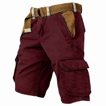 Men's Cargo Shorts with Multi-Pocket Design and Regular Fit