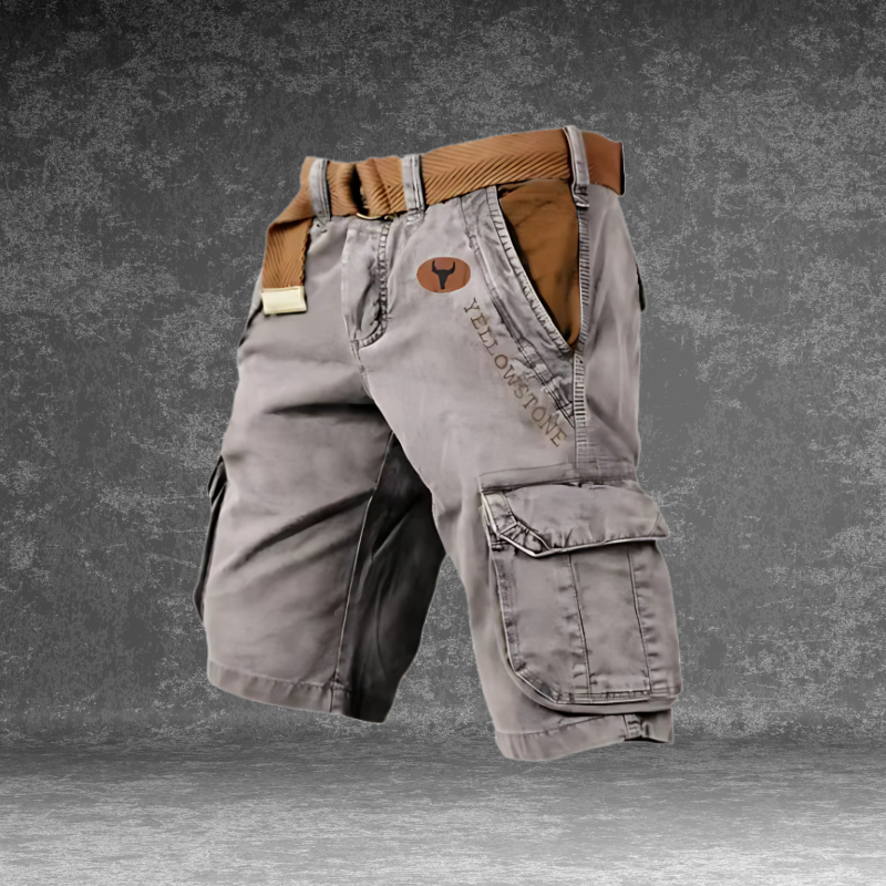 Men's Cargo Shorts with Multi-Pocket Design and Regular Fit