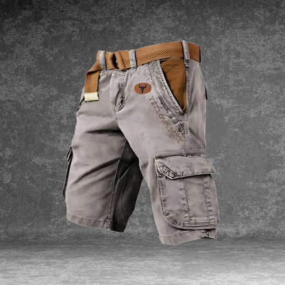 Men's Cargo Shorts with Multi-Pocket Design and Regular Fit