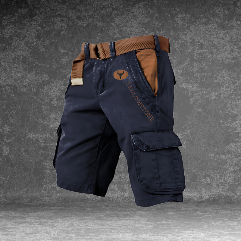 Men's Cargo Shorts with Multi-Pocket Design and Regular Fit