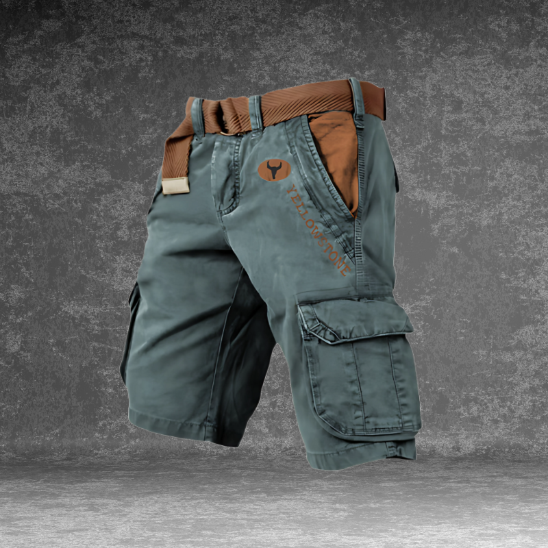Men's Cargo Shorts with Multi-Pocket Design and Regular Fit