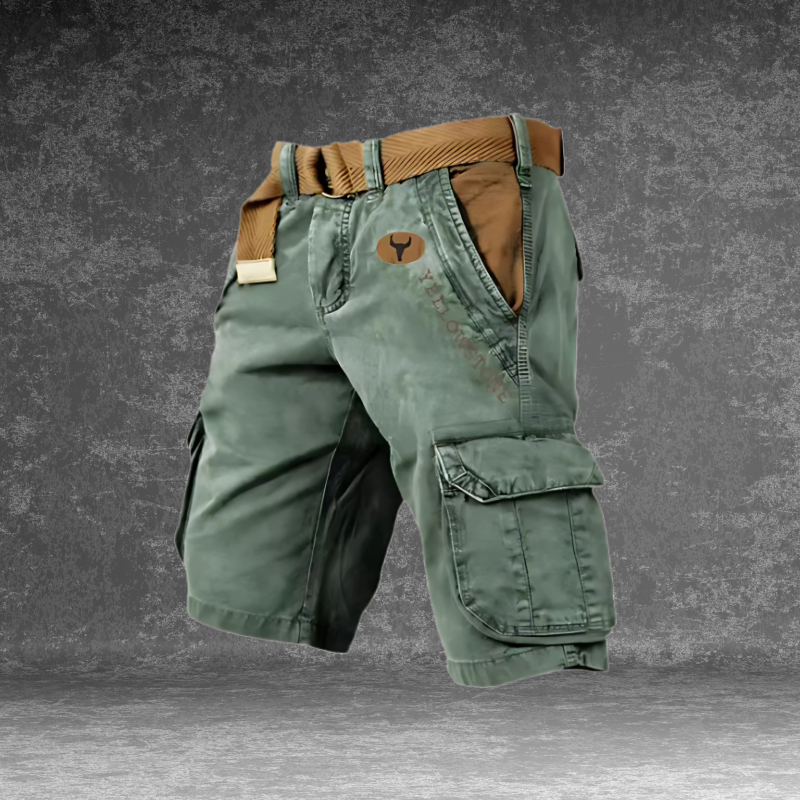 Men's Cargo Shorts with Multi-Pocket Design and Regular Fit