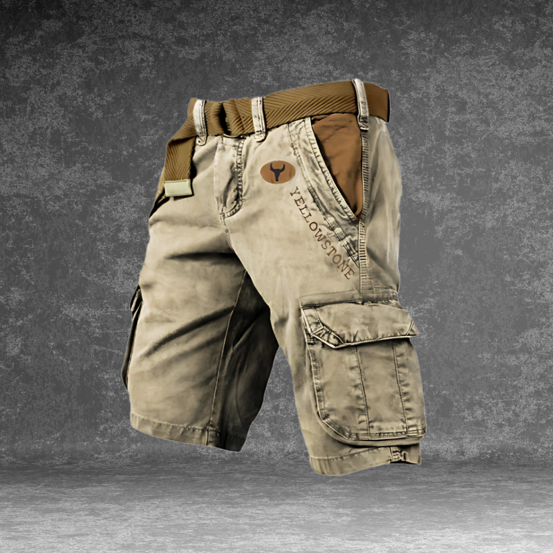 Men's Cargo Shorts with Multi-Pocket Design and Regular Fit