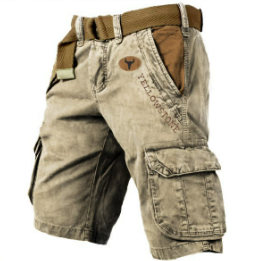 Men's Cargo Shorts with Multi-Pocket Design and Regular Fit