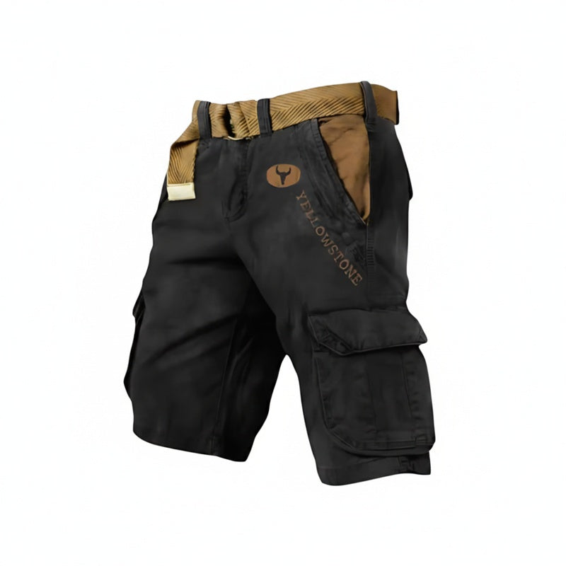 Men's Cargo Shorts with Multi-Pocket Design and Washed Finish