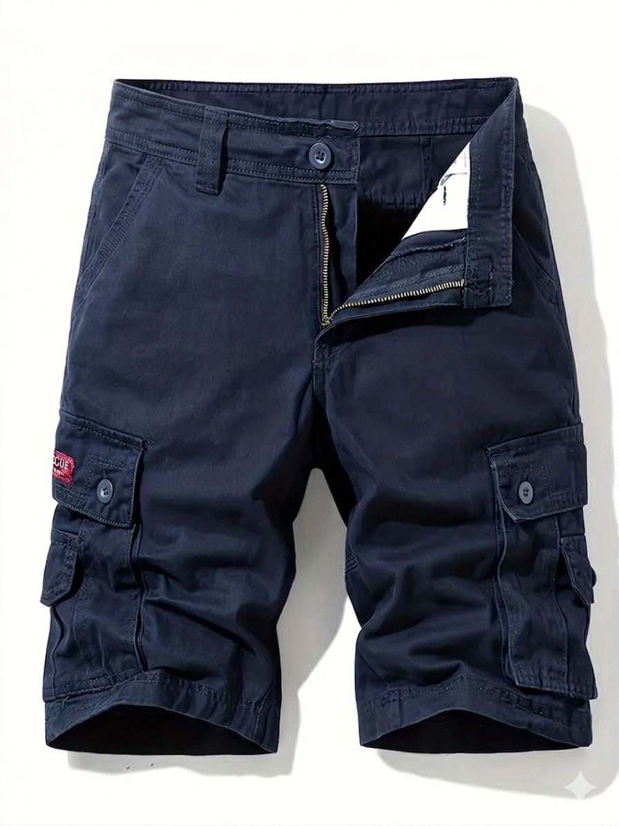 Men's Cargo Shorts with Multi-Pocket Utility Design and Relaxed Fit