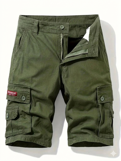Men's Cargo Shorts with Multi-Pocket Utility Design and Relaxed Fit