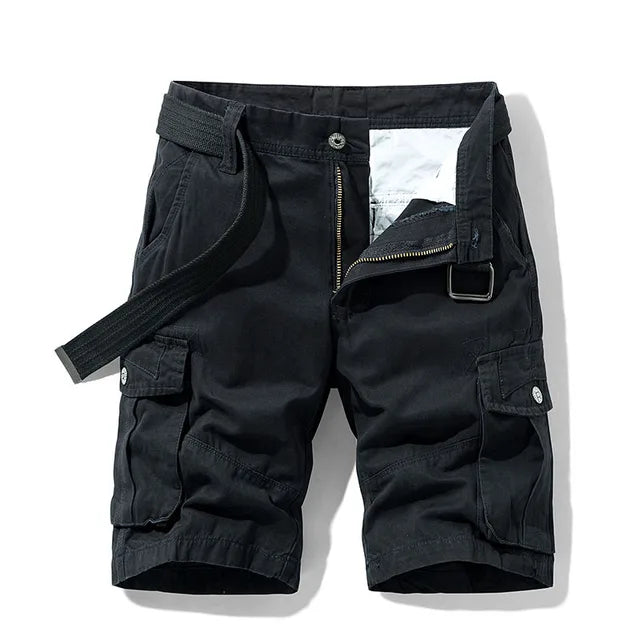 Men's Cargo Shorts with Multiple Pockets and Belt