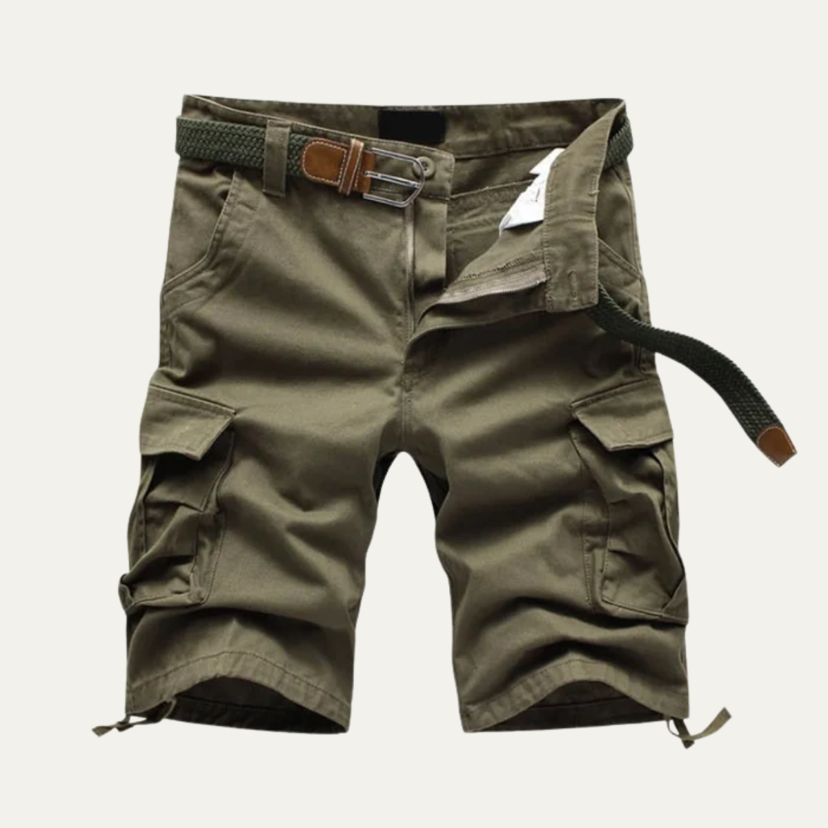 Men's Cargo Shorts with Multiple Utility Pockets and Zip Fly