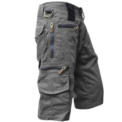 Men's Cargo Shorts with Multiple Zip Pockets and Relaxed Fit