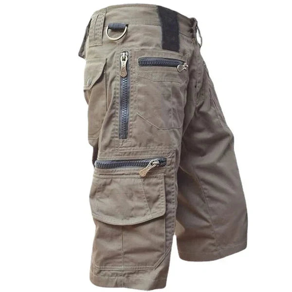 Men's Cargo Shorts with Multiple Zip Pockets and Relaxed Fit