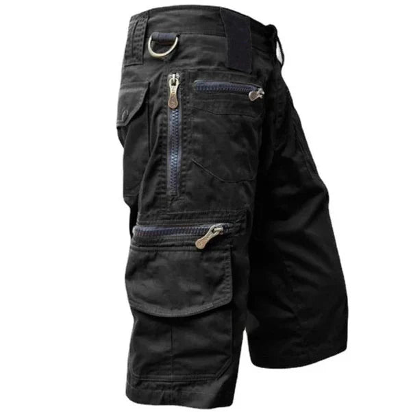 Men's Cargo Shorts with Multiple Zip Pockets and Relaxed Fit