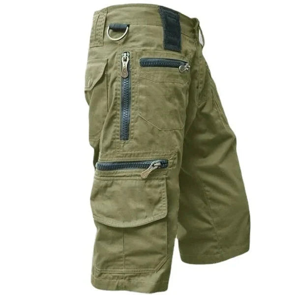 Men's Cargo Shorts with Multiple Zip Pockets and Relaxed Fit