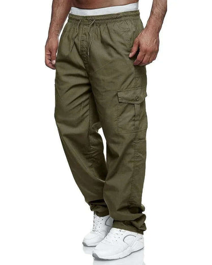 Men's Cargo Trousers Loose Fit with Elastic Waist and Side Pockets