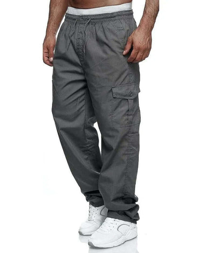 Men's Cargo Trousers Loose Fit with Elastic Waist and Side Pockets