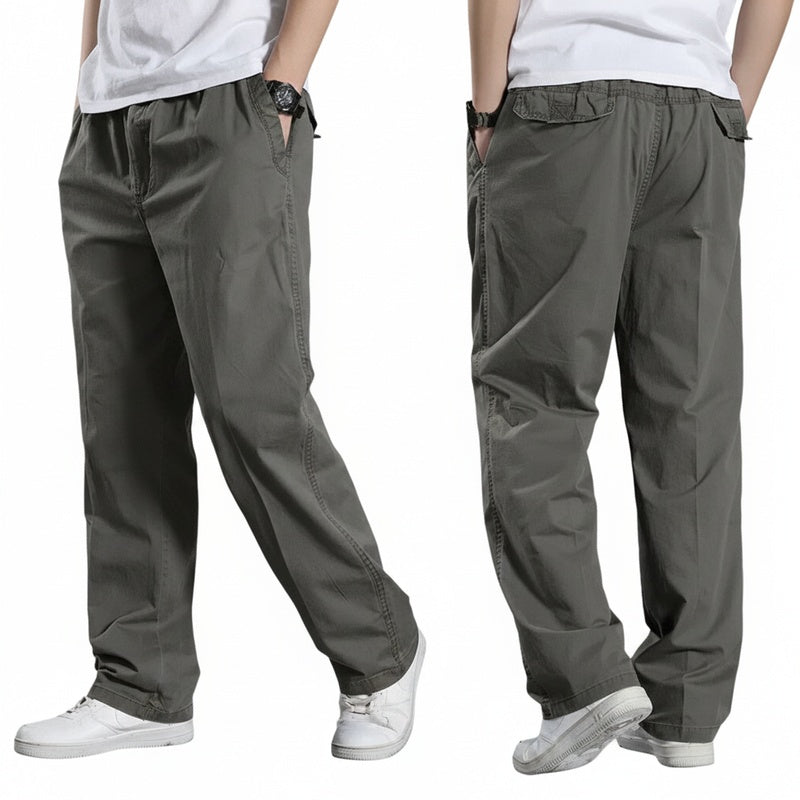 Men's Cargo Trousers with Elastic Waist and Relaxed Fit