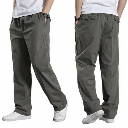 Men's Cargo Trousers with Elastic Waist and Relaxed Fit