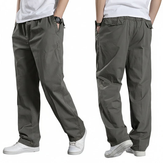 Men's Cargo Trousers with Elastic Waist and Relaxed Fit
