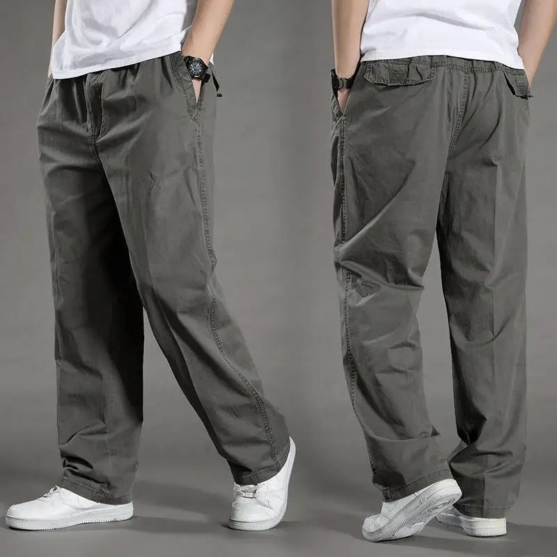 Men's Cargo Trousers with Elastic Waist and Relaxed Fit