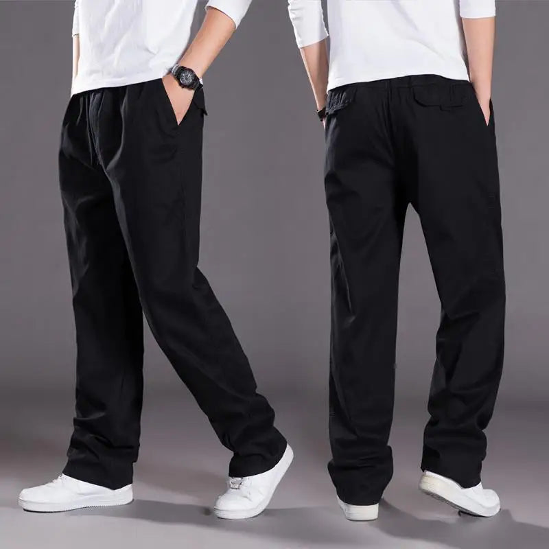Men's Cargo Trousers with Elastic Waist and Relaxed Fit