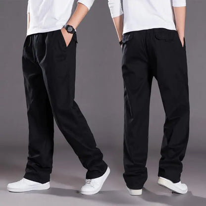 Men's Cargo Trousers with Elastic Waist and Relaxed Fit