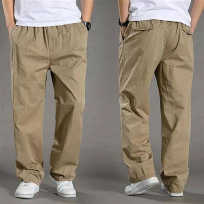 Men's Cargo Trousers with Elastic Waist and Relaxed Fit