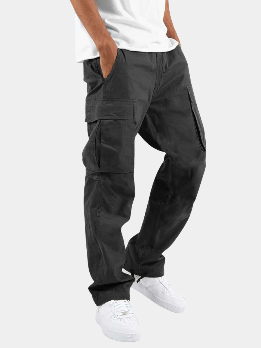 Men's Cargo Trousers with Relaxed Fit and Flap Pockets