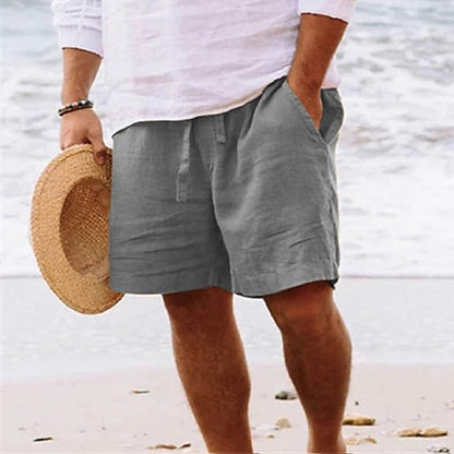 Men's Casual Beach Shorts with Elastic Drawstring Waist