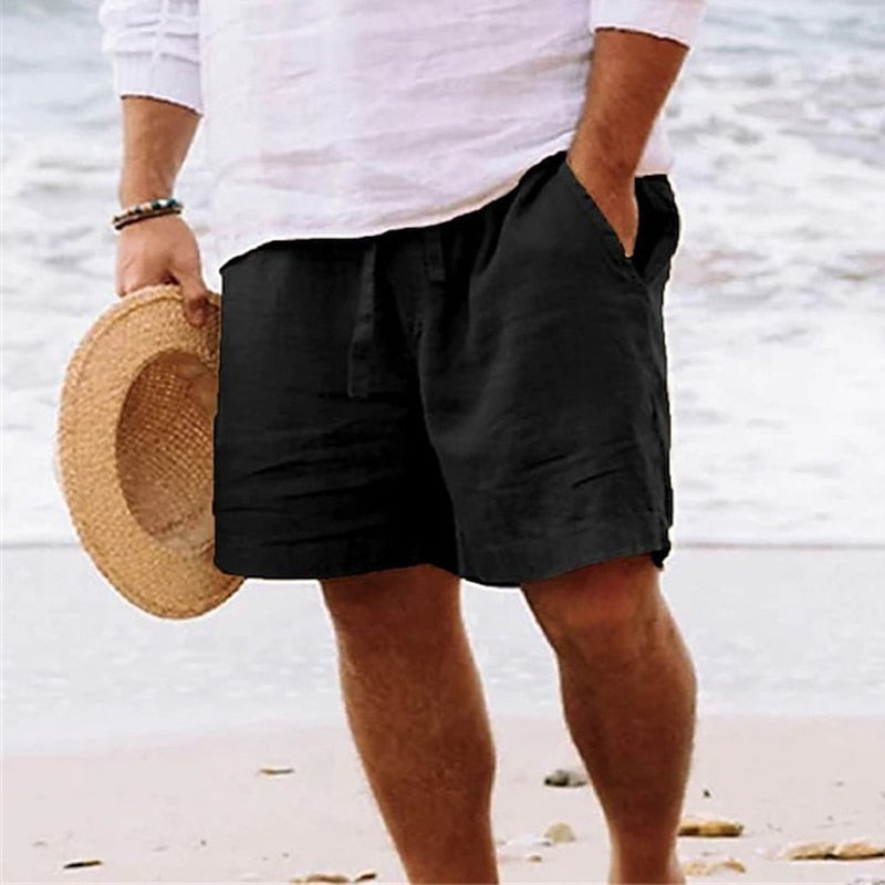 Men's Casual Beach Shorts with Elastic Drawstring Waist