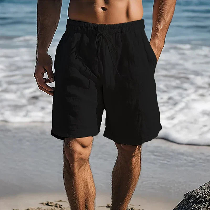 Men's Casual Beach Shorts with Elastic Drawstring Waist and Relaxed Fit