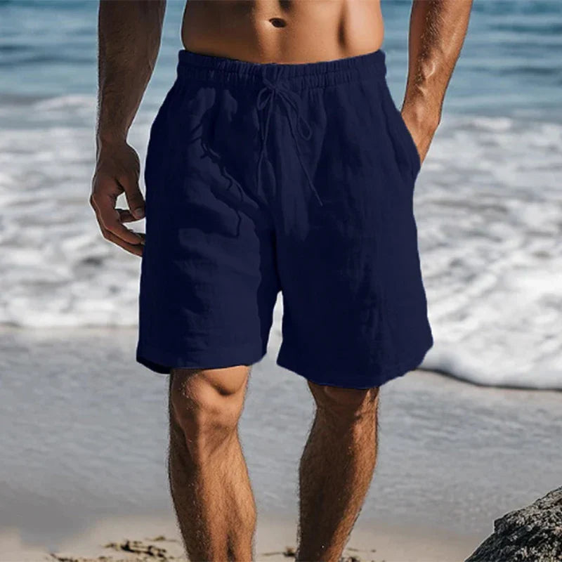 Men's Casual Beach Shorts with Elastic Drawstring Waist and Relaxed Fit