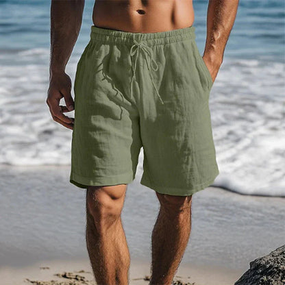 Men's Casual Beach Shorts with Elastic Drawstring Waist and Relaxed Fit