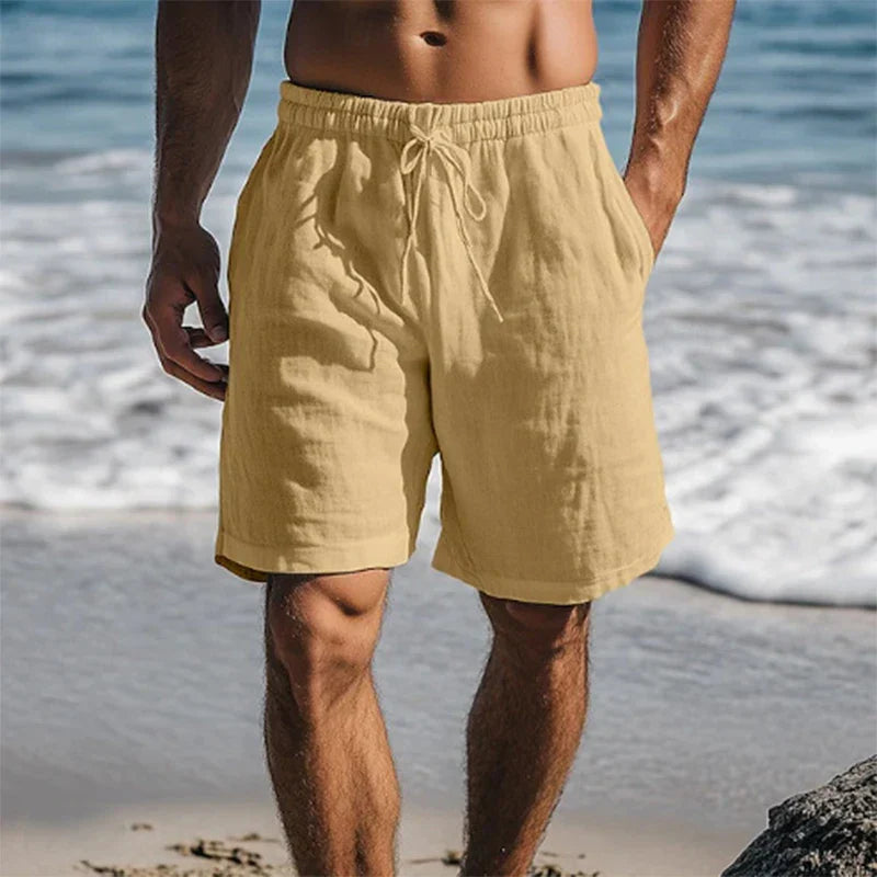 Men's Casual Beach Shorts with Elastic Drawstring Waist and Relaxed Fit
