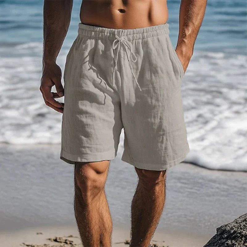 Men's Casual Beach Shorts with Elasticated Drawstring Waist and Side Pockets