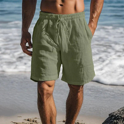 Men's Casual Beach Shorts with Elasticated Drawstring Waist and Side Pockets