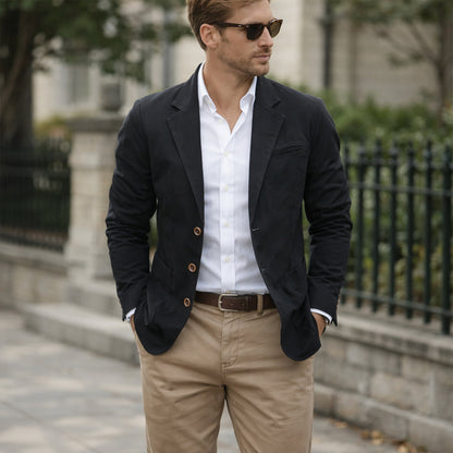 Men's Casual Blazer Single-Breasted with Notch Lapel and Slim Fit