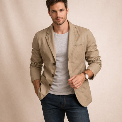 Men's Casual Blazer Single-Breasted with Notch Lapel and Slim Fit