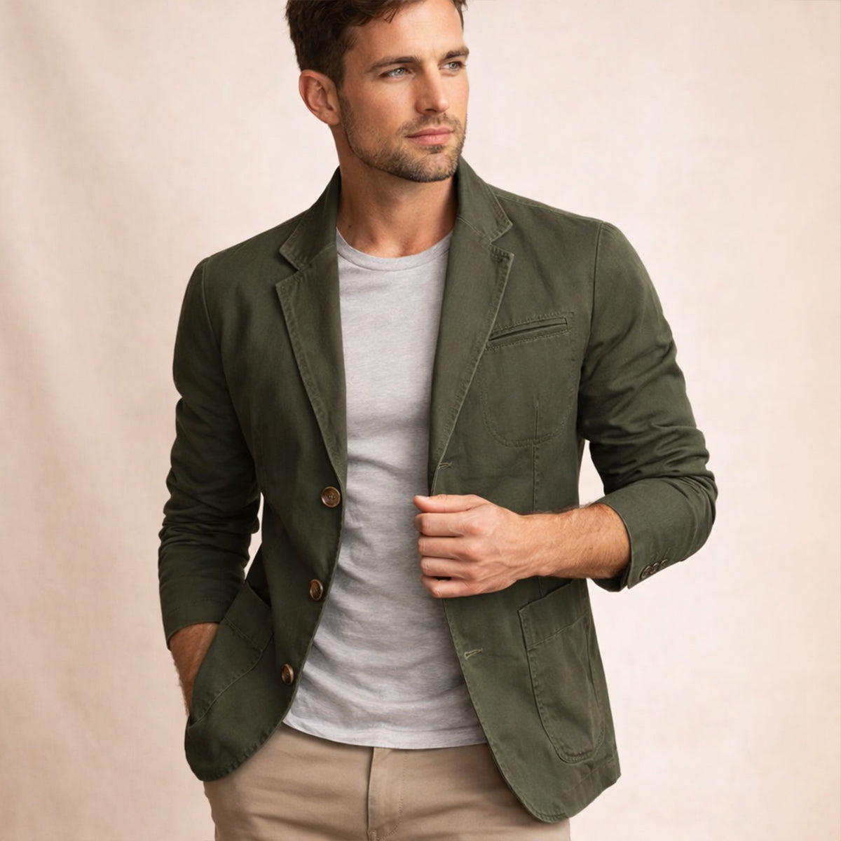 Men's Casual Blazer Single-Breasted with Notch Lapel and Slim Fit
