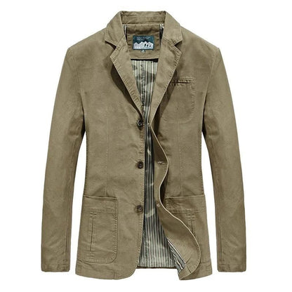 Men's Casual Blazer with Notched Lapel and Three-Button Closure
