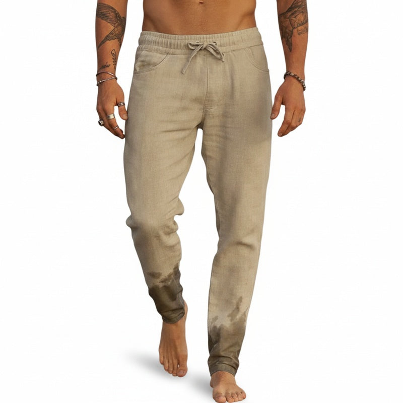 Men's Casual Drawstring Trousers with Elastic Waist and Side Pockets