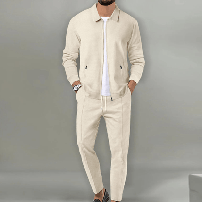 Men's Casual Loungewear Set with Zip Jacket and Drawstring Trousers