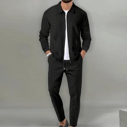 Men's Casual Loungewear Set with Zip Jacket and Drawstring Trousers